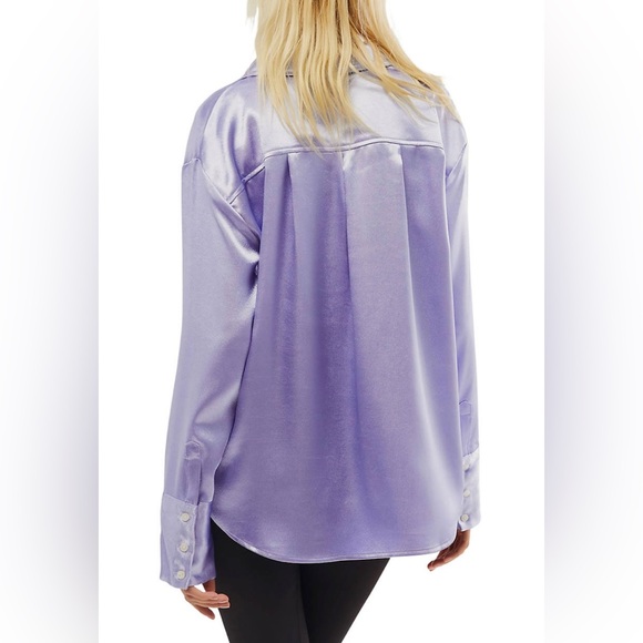 Free People Shooting for the Moon Button Down Shirt ✨ Heavenly Lavender Size M - Picture 9 of 13